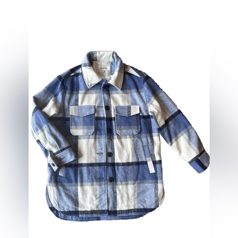 Sebby blue plaid line size M Oversized Flannel Type Jacket